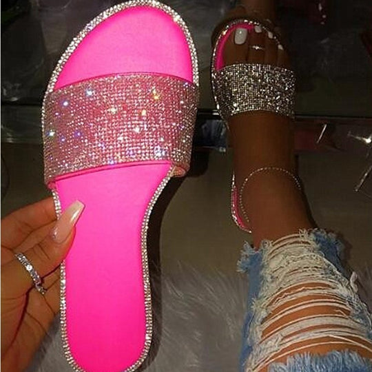 Damen Luxus Hausschuhe mit Strass-Details EB