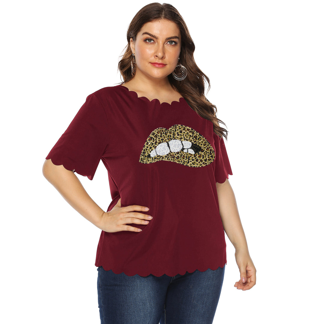 Damen T-Shirt mit Leopardenmuster und Glitzerstein-Details EB
