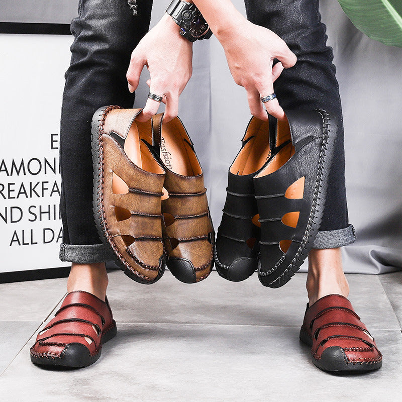 Damen Luftige Leder-Sandalen mit verstellbarem Riemen EB