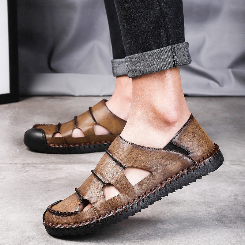 Damen Luftige Leder-Sandalen mit verstellbarem Riemen EB
