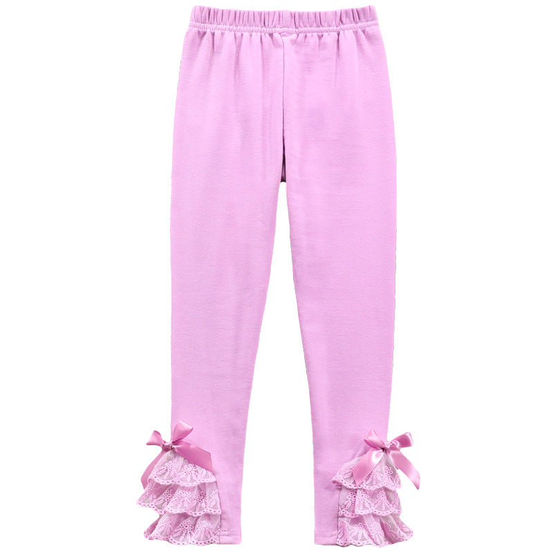 Mädchen Leggings mit Rüschen und Schleifenakzenten EB