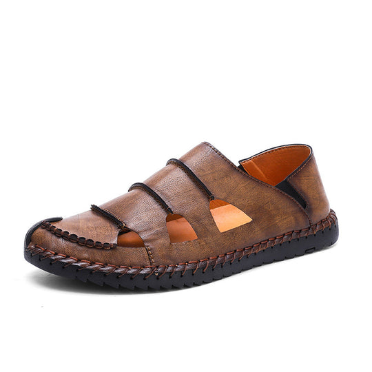 Damen Luftige Leder-Sandalen mit verstellbarem Riemen EB