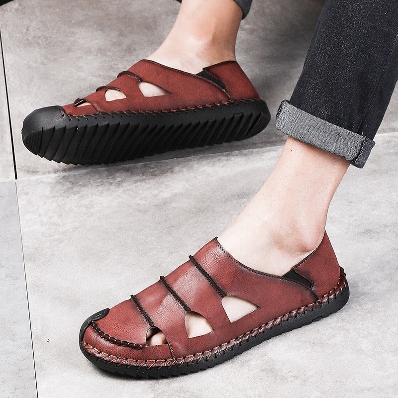 Damen Luftige Leder-Sandalen mit verstellbarem Riemen EB