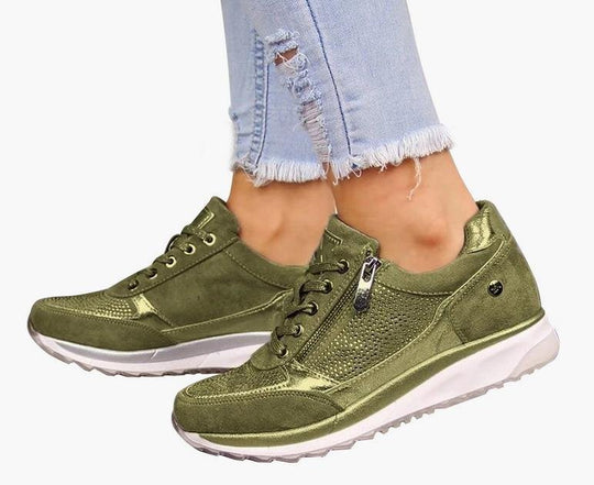 Damen Sportliche Sneakers mit modischem Reißverschluss und atmungsaktiver Oberfläche EB