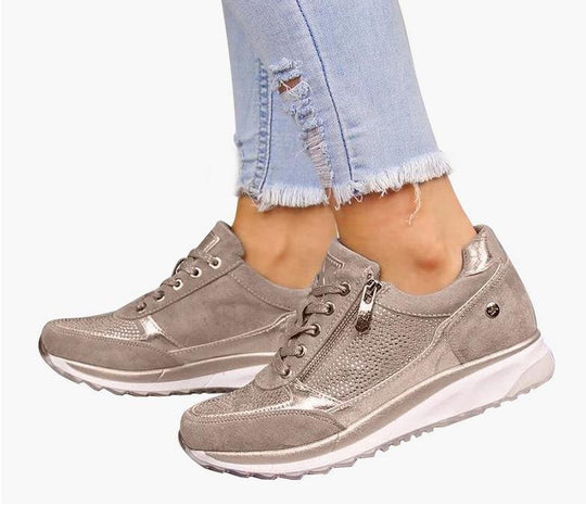 Damen Sportliche Sneakers mit modischem Reißverschluss und atmungsaktiver Oberfläche EB