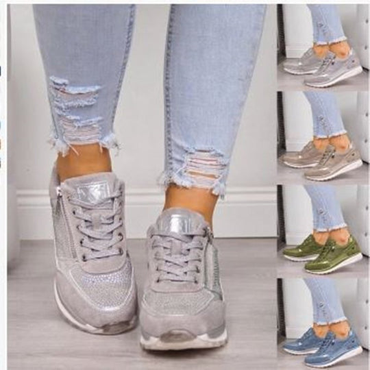 Damen Sportliche Sneakers mit modischem Reißverschluss und atmungsaktiver Oberfläche EB