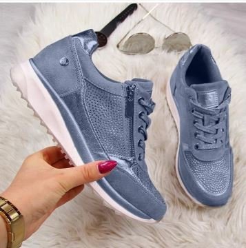 Damen Sportliche Sneakers mit modischem Reißverschluss und atmungsaktiver Oberfläche EB