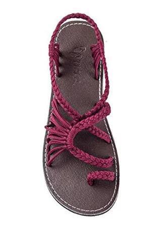 Damen nan Makramee-Riemchen-Sandalette mit Zehensteg und flexibler rutschfester Sohle EB