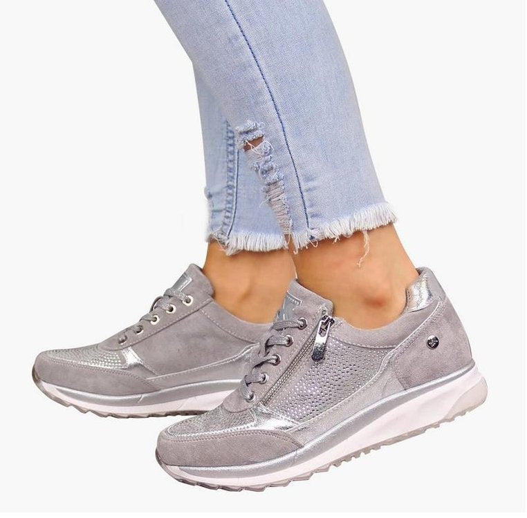 Damen Sportliche Sneakers mit modischem Reißverschluss und atmungsaktiver Oberfläche EB