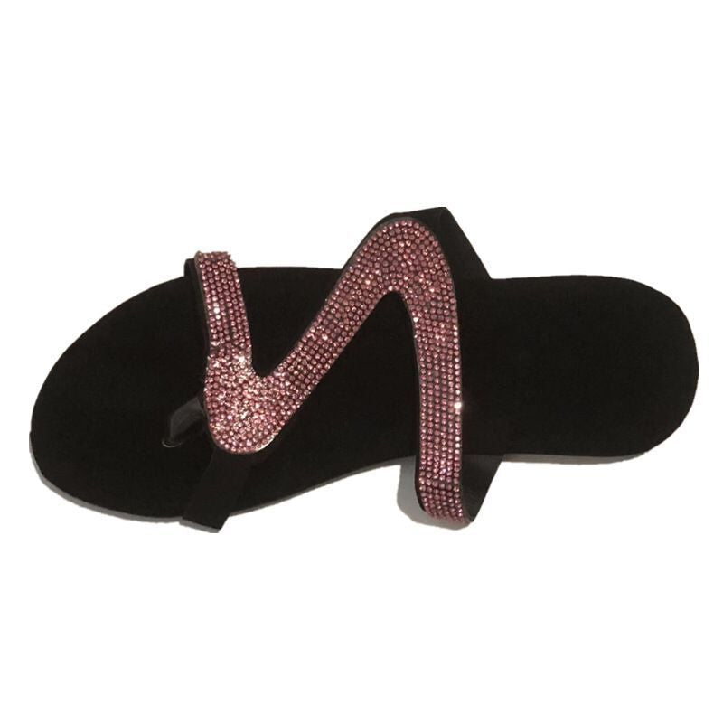 Damen Glamouröse Zehentrenner-Sandalen mit funkelnden Strass-Akzenten EB