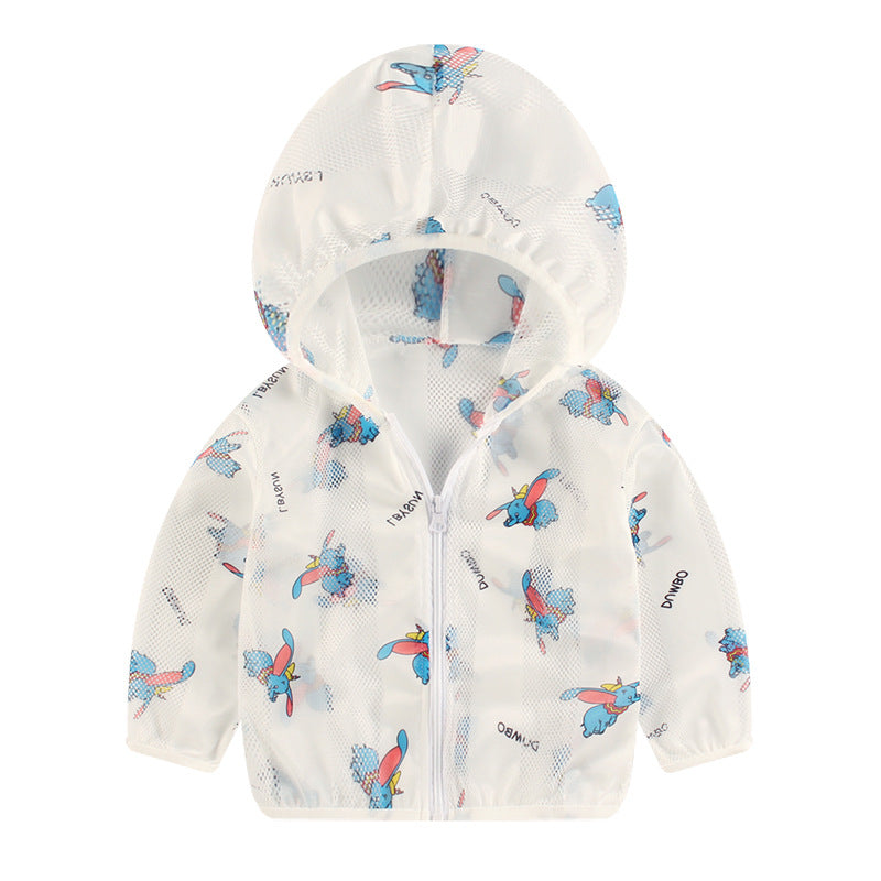 Unisex nan atmungsaktive Mesh Kapuzenjacke für Babys mit vollem Reißverschluss und verspieltem Hasen-Karotten-Druck EB
