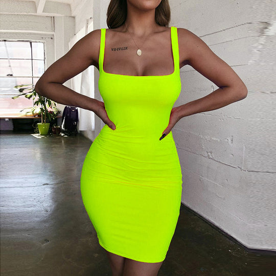 Damen Figurbetontes Minikleid mit quadratischem Ausschnitt EB