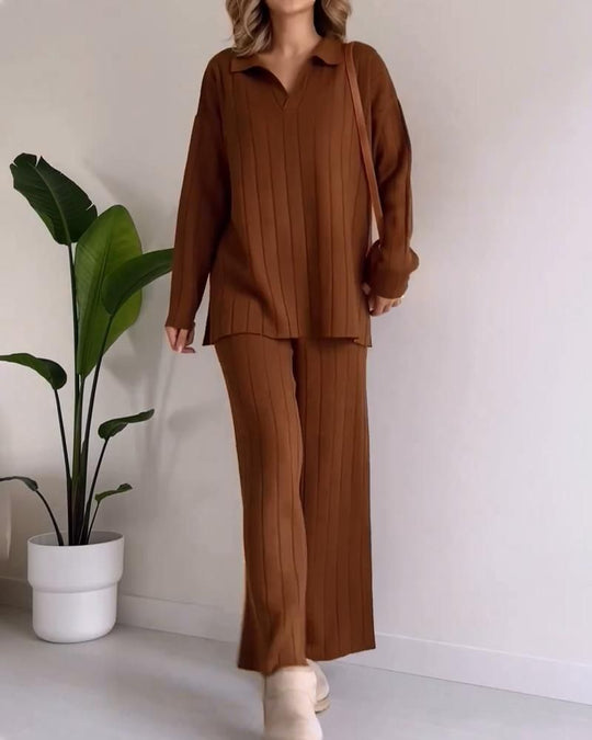 EB | Stylisches Pit Stripe Jacquard Zwei-Teile Set