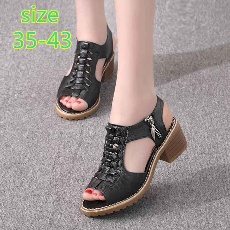 Damen Komfortable Sandalen mit elegantem Riemen-Design und modischem Reißverschluss EB