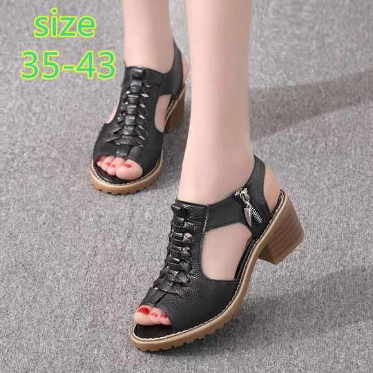 Damen Komfortable Sandalen mit elegantem Riemen-Design und modischem Reißverschluss EB