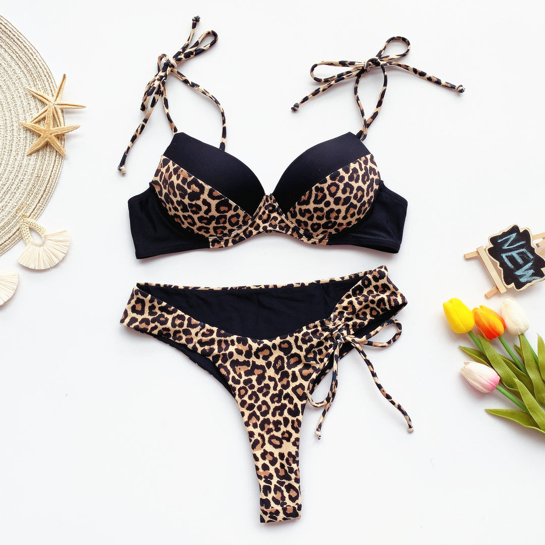 Damen Push-up Bikini mit animalischem Muster EB