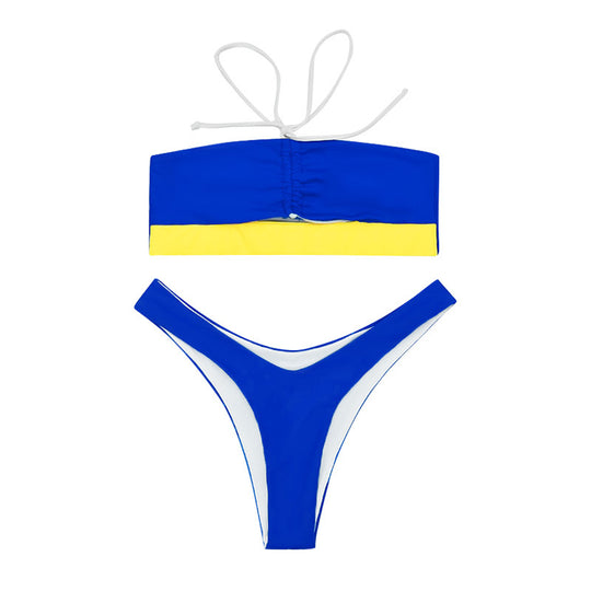Damen Bandeau-Bikini mit raffiniertem Knoten und hohem Beinausschnitt EB