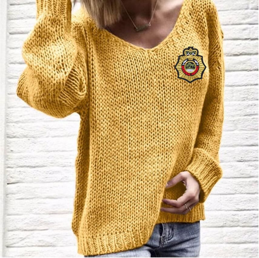 Damen Kuscheliger Strickpullover mit V-Ausschnitt und lässigem Schnitt EB
