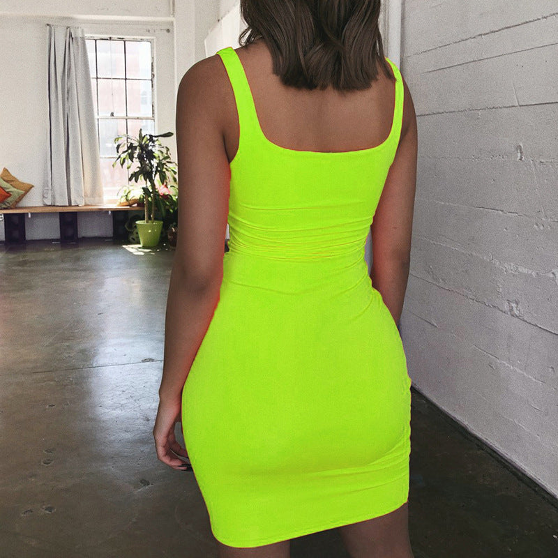 Damen Figurbetontes Minikleid mit quadratischem Ausschnitt EB