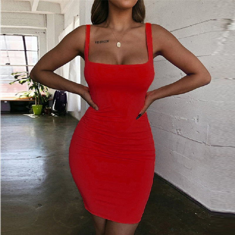 Damen Figurbetontes Minikleid mit quadratischem Ausschnitt EB