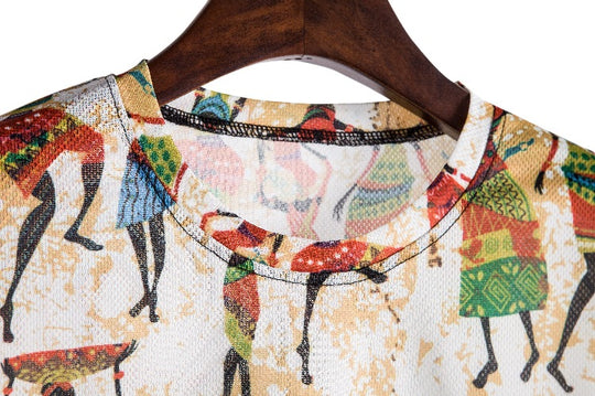 Damen T-Shirt mit kreativem, ethnischem Druck EB
