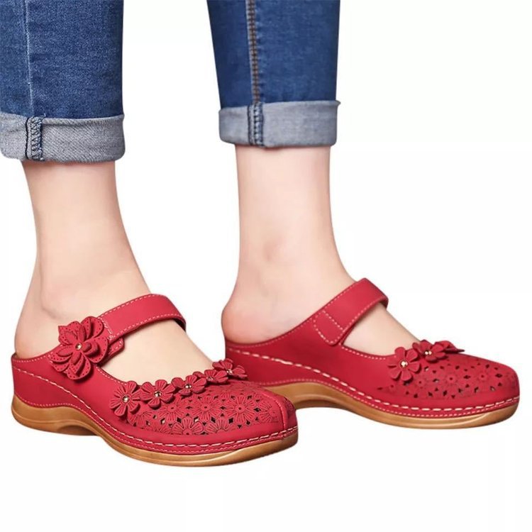 Damen Clogs mit dekorativen Blumenapplikationen EB