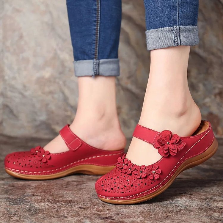 Damen Clogs mit dekorativen Blumenapplikationen EB