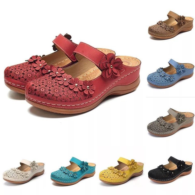Damen Clogs mit dekorativen Blumenapplikationen EB