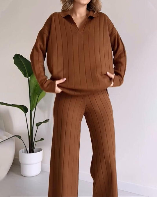 EB | Stylisches Pit Stripe Jacquard Zwei-Teile Set