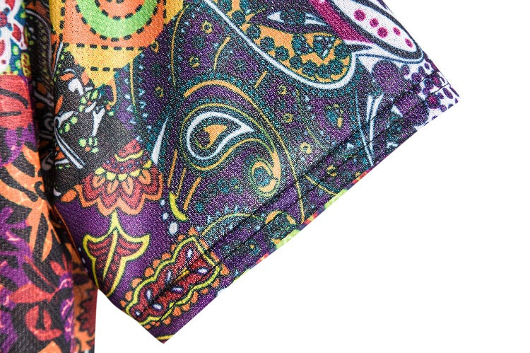 Herren Kurzarmhemd mit buntem Patchwork-Design und lässiger Passform EB