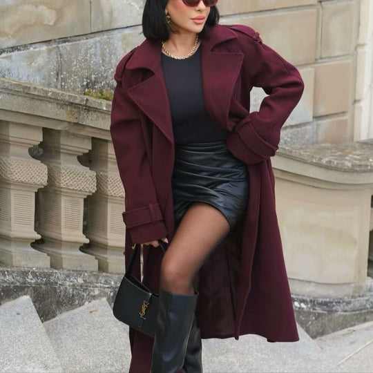 EB | trenchcoat - eleganter langer roter Damenmantel