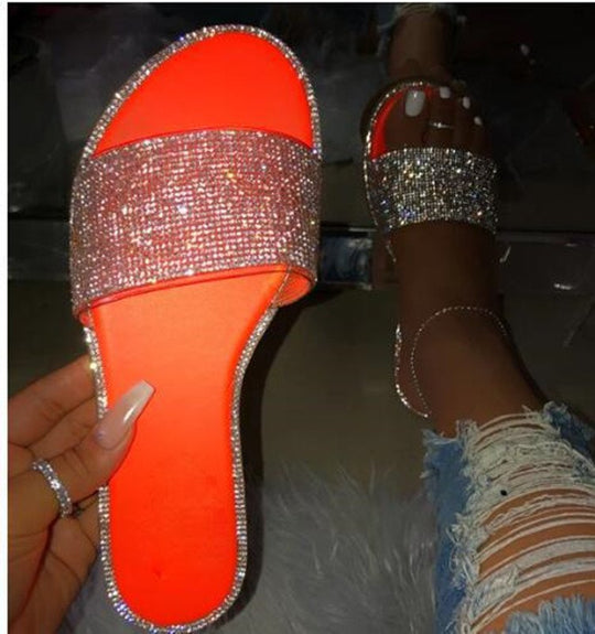 Damen Glamouröse Flip-Flops mit funkelnden Strassdetails EB