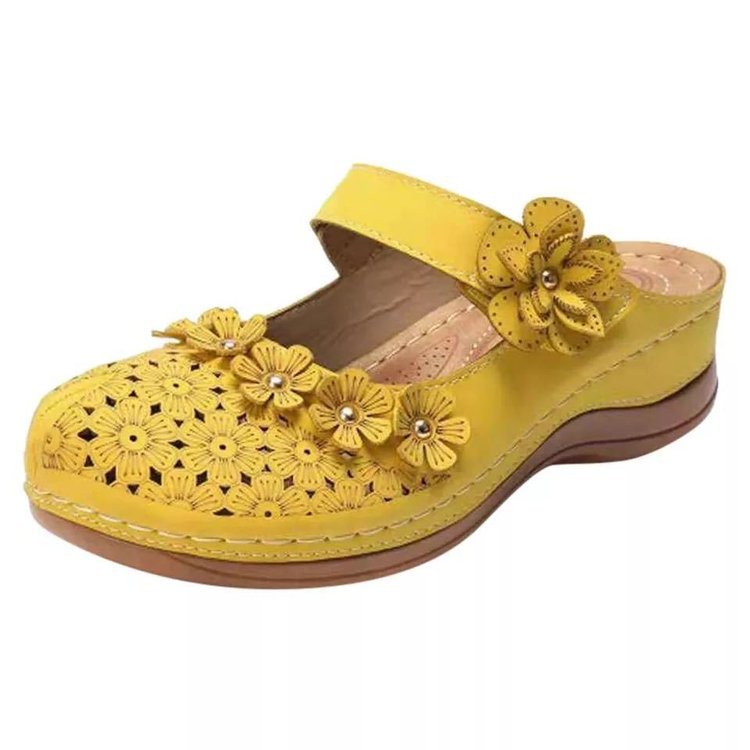 Damen Clogs mit dekorativen Blumenapplikationen EB