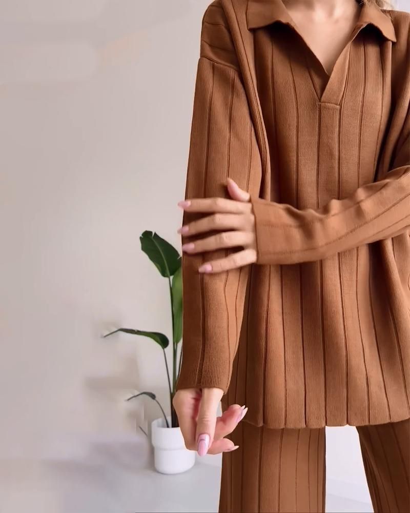 EB | Stylisches Pit Stripe Jacquard Zwei-Teile Set