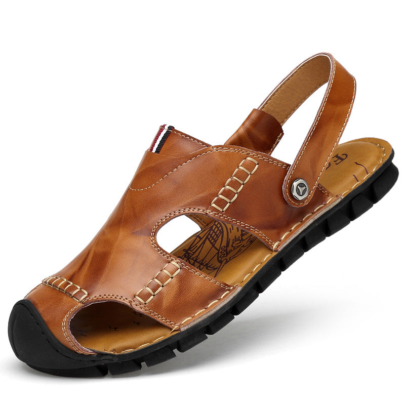 Damen Luxuriöse und atmungsaktive Ledersandalen mit verstellbarem Riemen EB