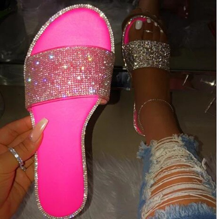 Damen Glamouröse Flip-Flops mit funkelnden Strassdetails EB