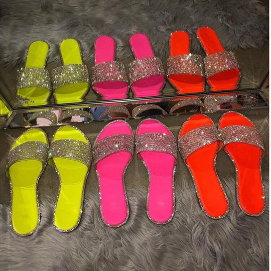 Damen Glamouröse Flip-Flops mit funkelnden Strassdetails EB