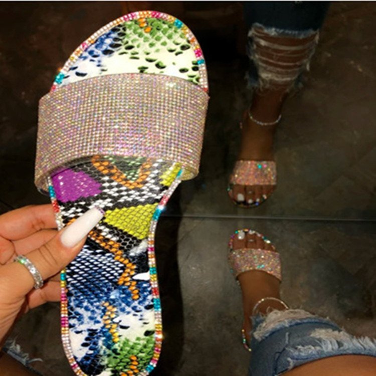 Damen Glamouröse Flip-Flops mit funkelnden Strassdetails EB