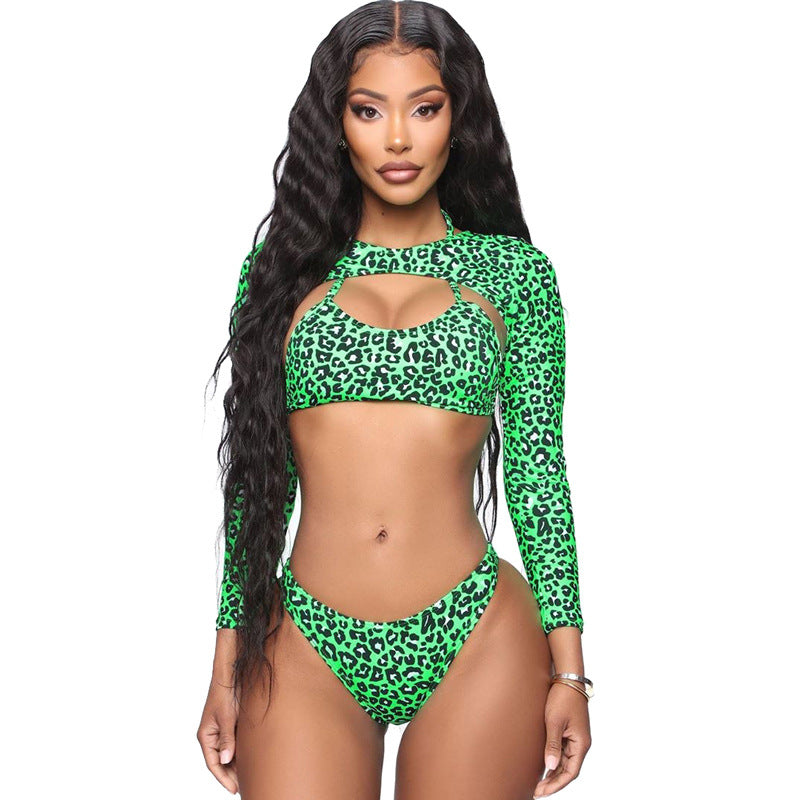Damen Sportlicher Bikini mit langärmligem Design und modischem Cut-Out EB