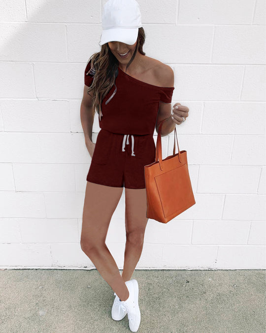 Damen lässiger Jumpsuit mit asymmetrischem Schnitt und praktischen Taschen EB