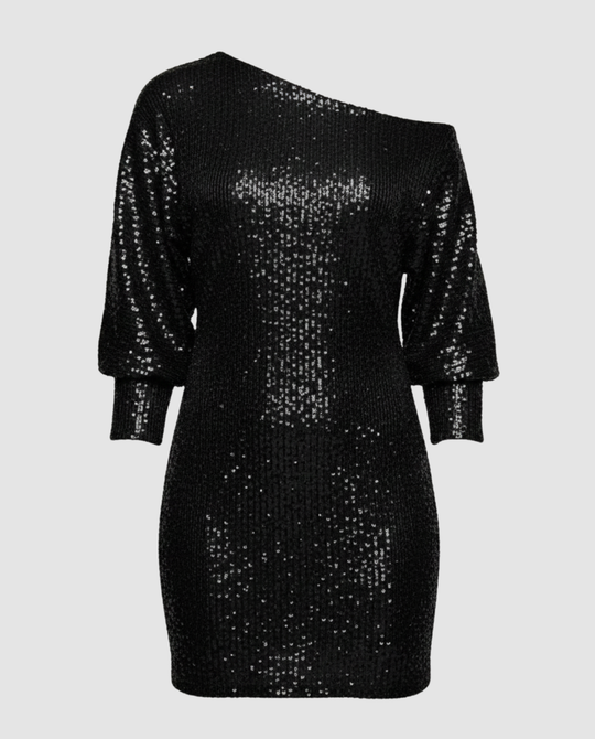 Glänzendes One Shoulder Minikleid | EB