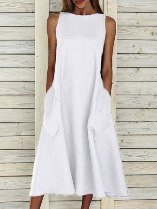 Damen luftiges Maxikleid mit praktischen Seitentaschen EB