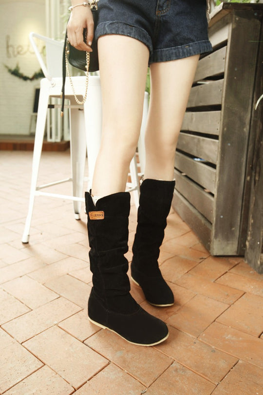Damen modische Stiefel mit elastischem Schaft und rutschfester Sohle EB