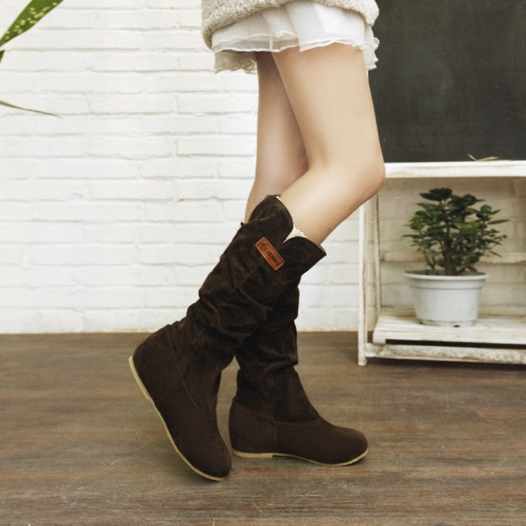 Damen modische Stiefel mit elastischem Schaft und rutschfester Sohle EB