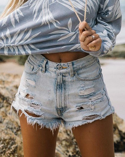 Damen Destroyed Denim-Shorts im lässigen Stil EB