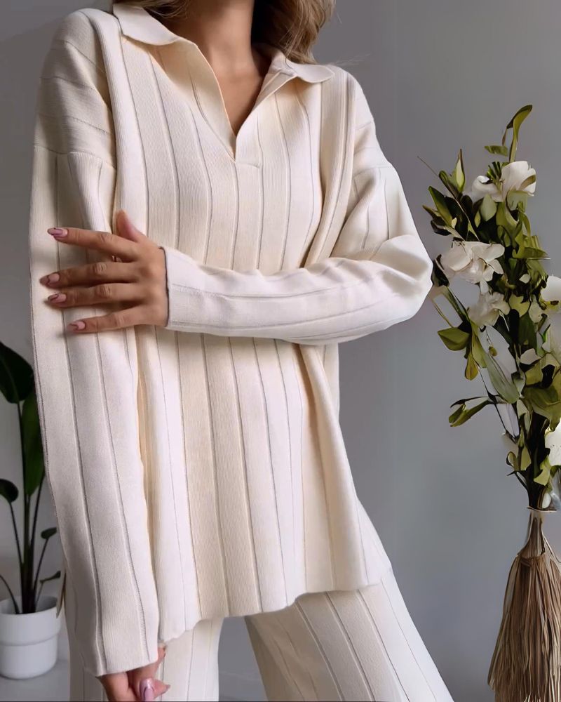EB | Stylisches Pit Stripe Jacquard Zwei-Teile Set