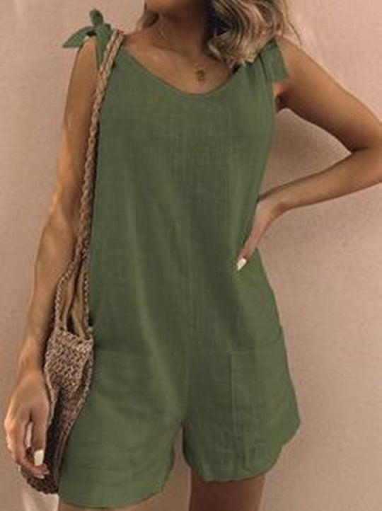 Damen Jumpsuit mit praktischen Taschen und verspielten Schulterbändern EB