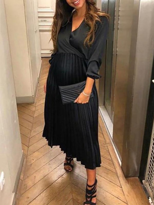 EB Schwangerschafts-Chaps-Maxikleider, Elegante, Plissierte, Schulterfreie Cocktailkleider