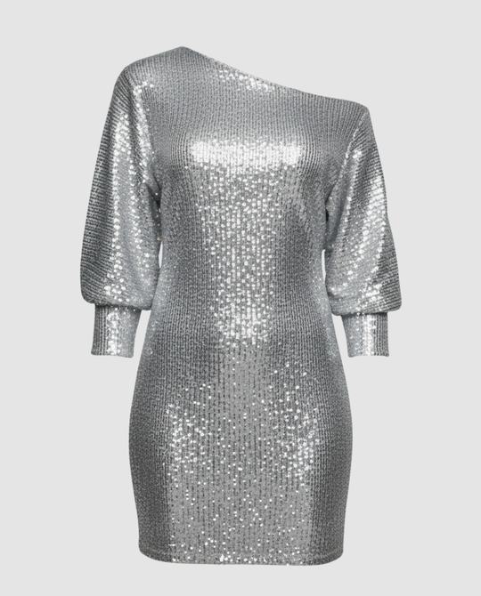 Glänzendes One Shoulder Minikleid | EB