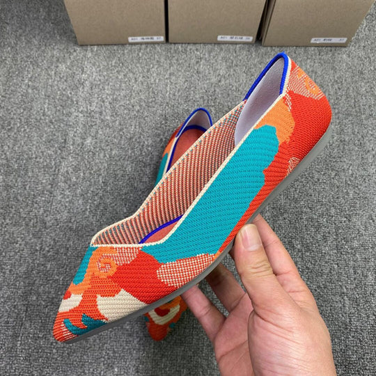 Damen Schicke Textil-Ballerinas mit modischem Mustermix EB